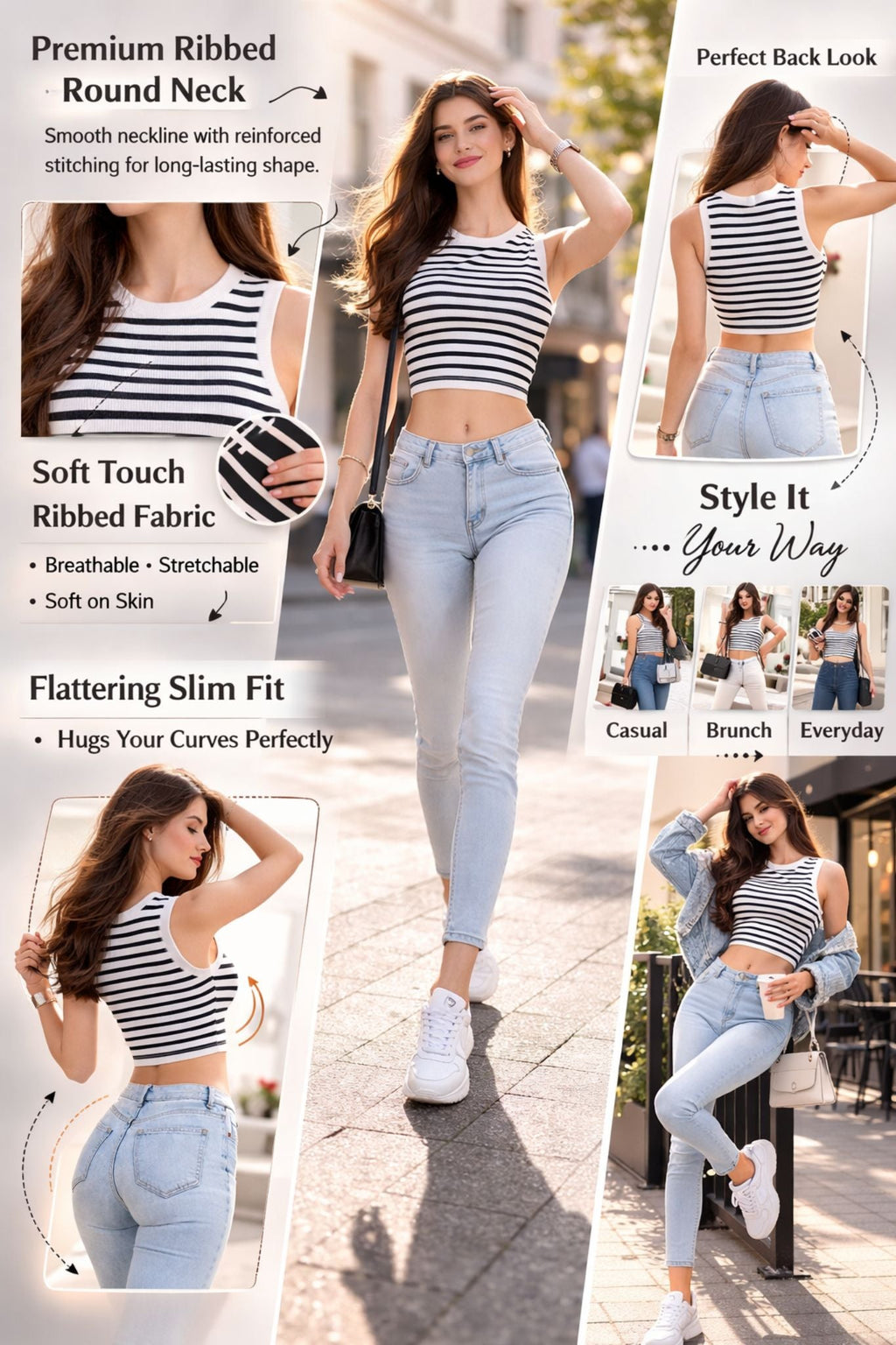 Brachy Women's White Solid Crop Top