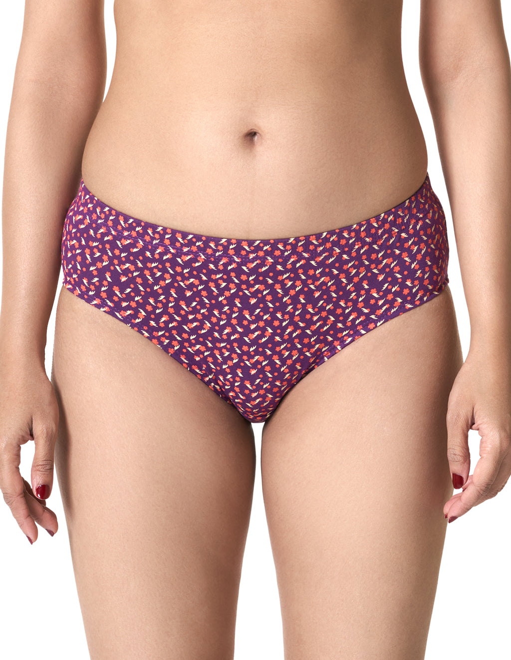 BLOSSOM Iris Dark and Light Womens Printed Soft Combed Cotton Mid Waist Rise Inner Elastic Hipster Panties_Pack of 3