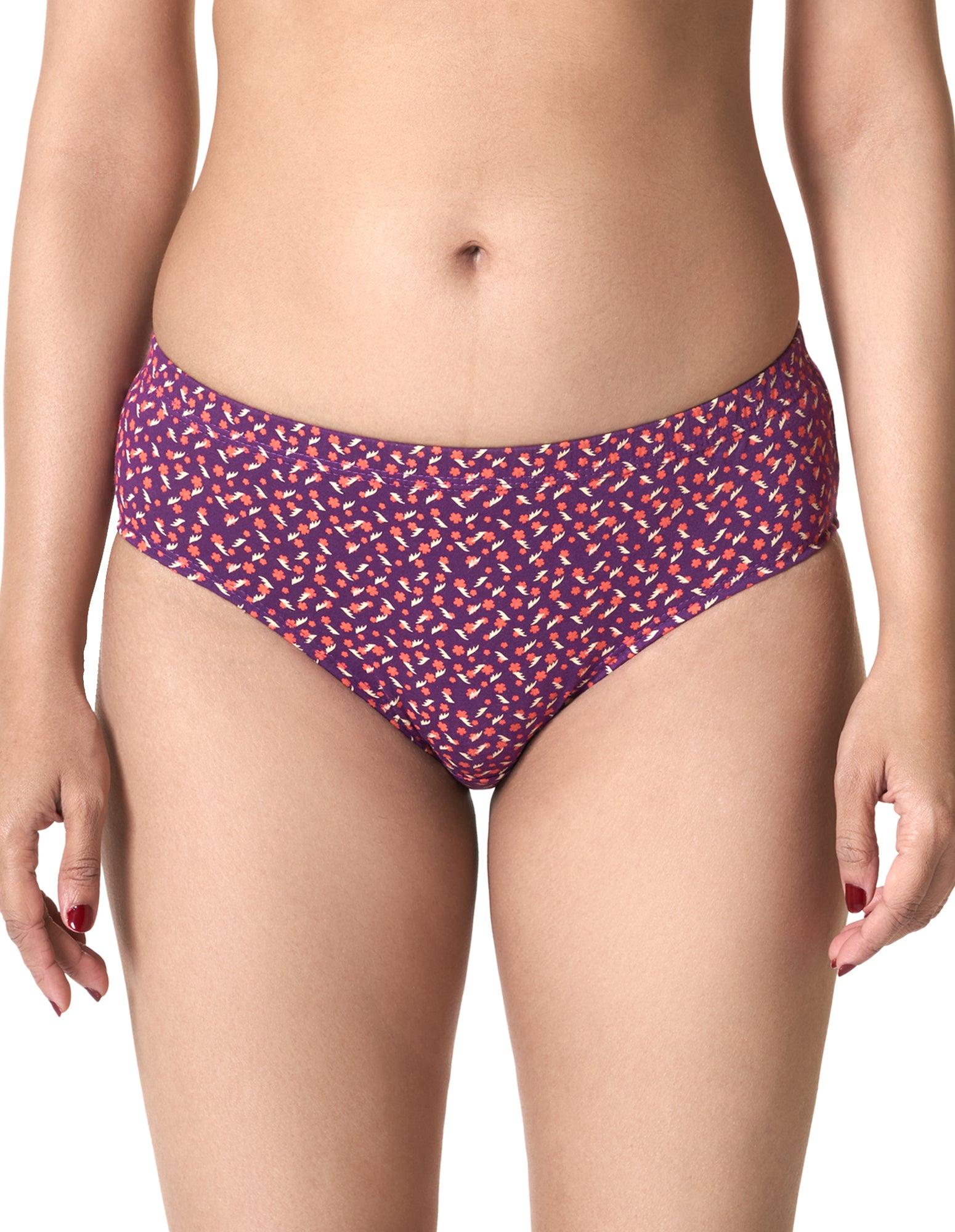 BLOSSOM Iris Dark and Light Womens Printed Soft Combed Cotton Mid Waist Rise Inner Elastic Hipster Panties_Pack of 3