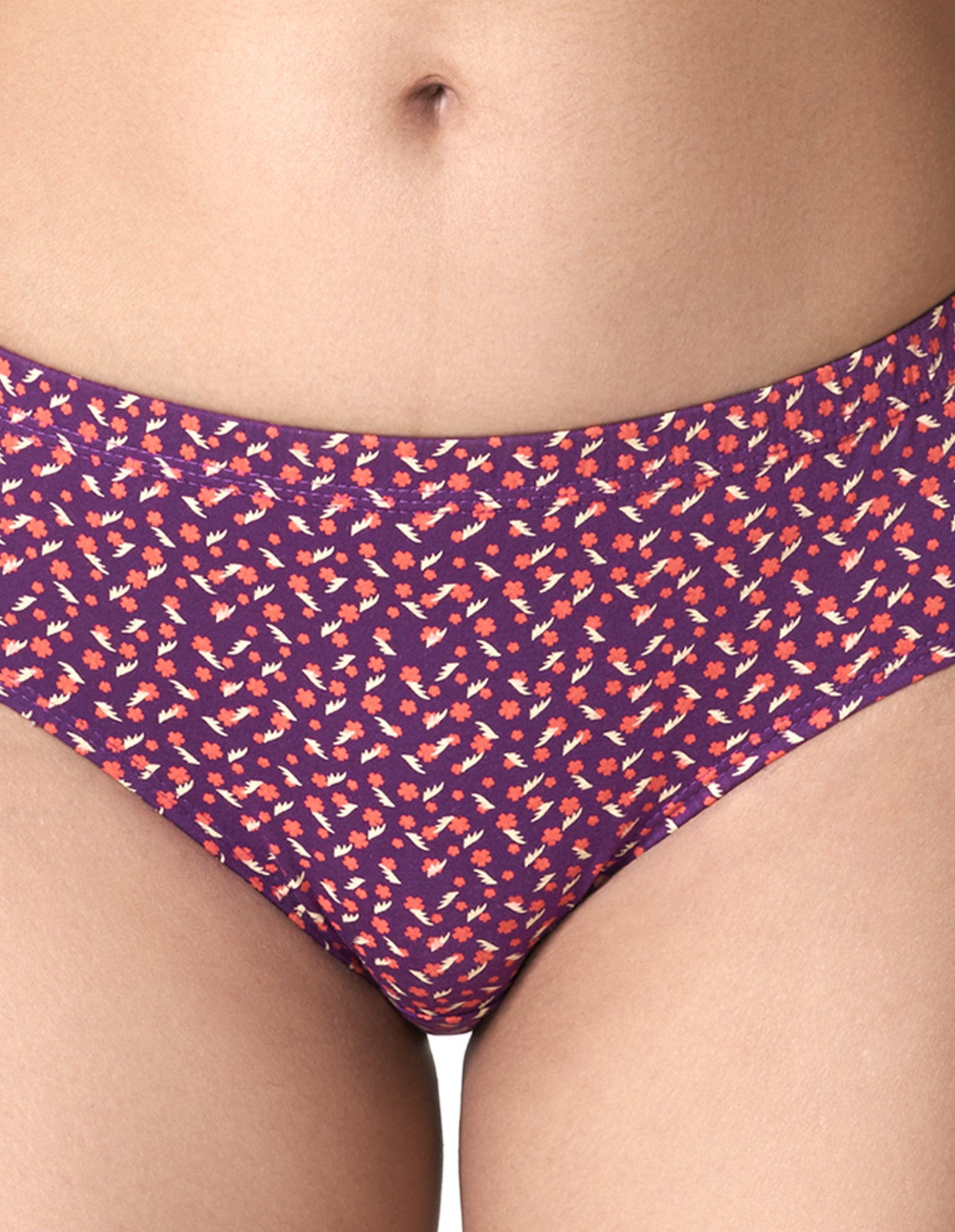 BLOSSOM Iris Dark and Light Womens Printed Soft Combed Cotton Mid Waist Rise Inner Elastic Hipster Panties_Pack of 3