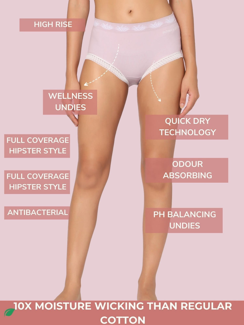 Solid Cute Hipster Moisture Wicking Lingerie Set