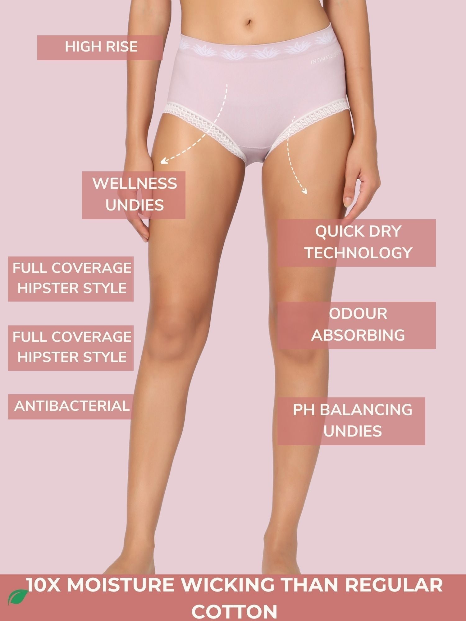 Solid Cute Hipster Moisture Wicking Lingerie Set