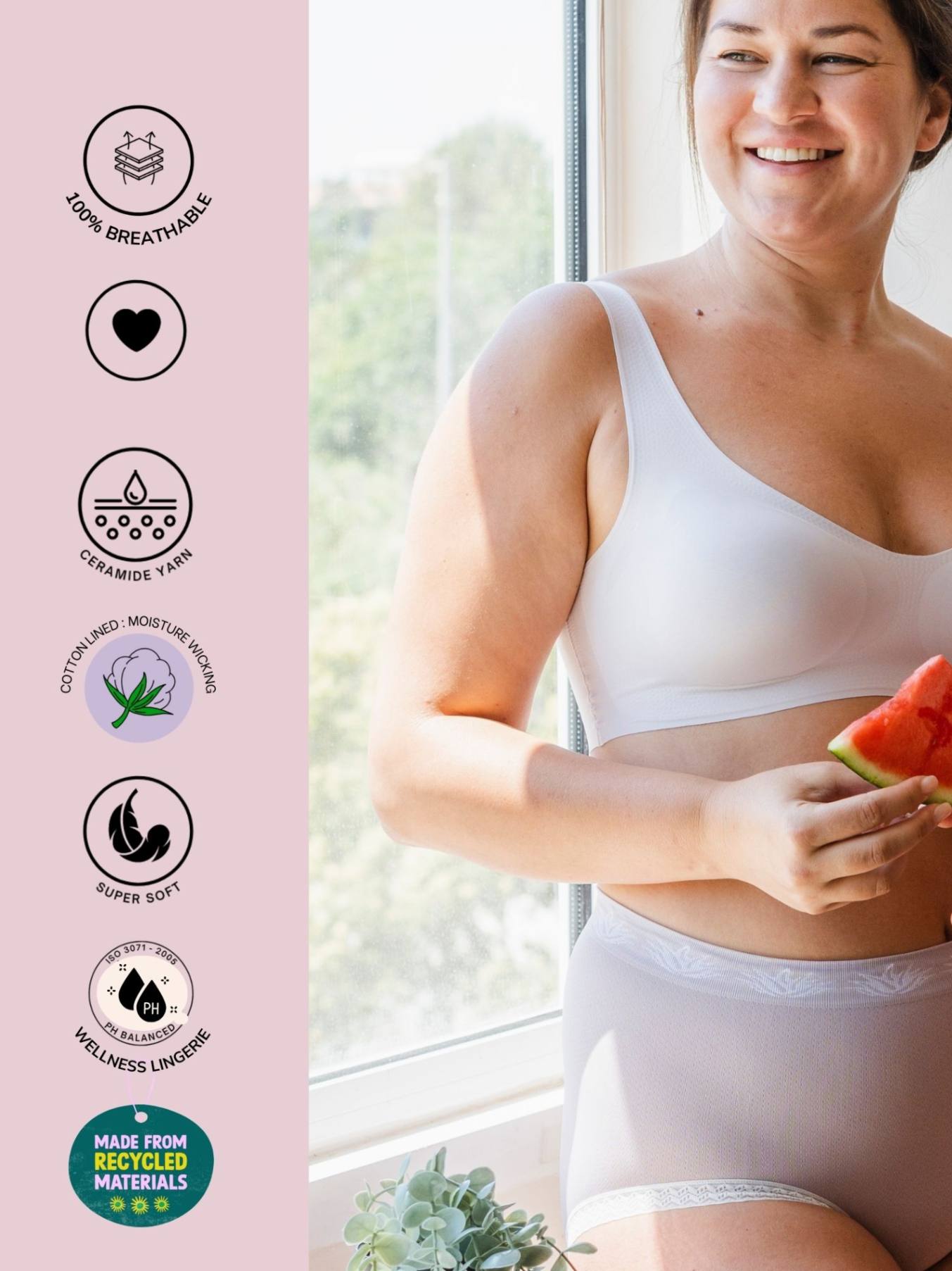 Solid Cute Hipster Moisture Wicking Lingerie Set