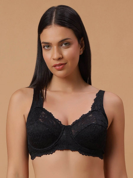 SOIE Woman - Lacy Non Padded Full-Coverage Bra with Flexi Underwire - Bra -for Women