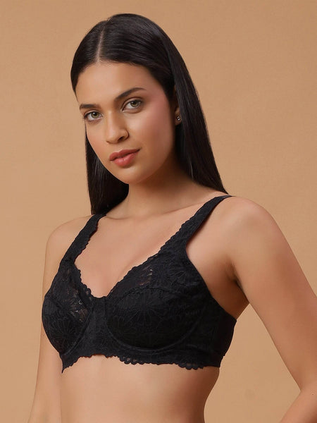 SOIE Woman - Lacy Non Padded Full-Coverage Bra with Flexi Underwire - Bra -for Women