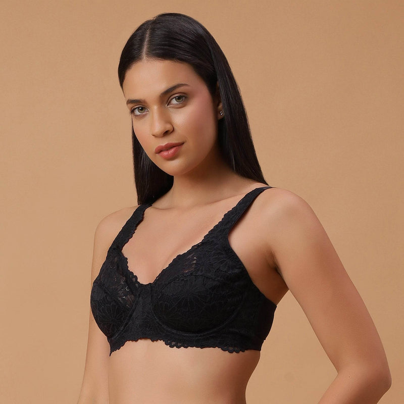 SOIE Woman - Lacy Non Padded Full-Coverage Bra with Flexi Underwire - Bra -for Women