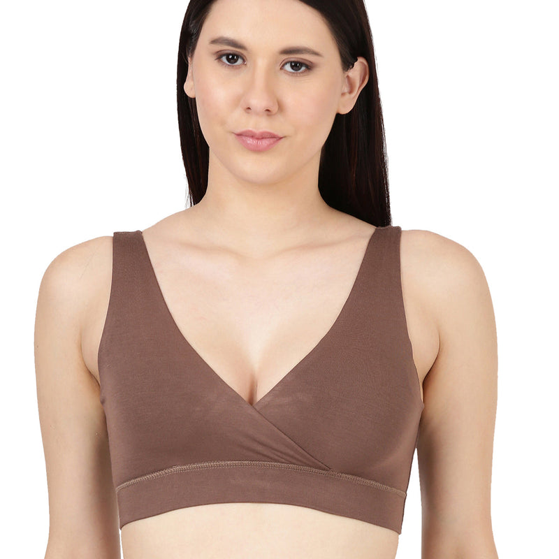Blossom Leisure Bra Soft Bamboo Modal Criss Cross Nursing Bra, Slip On Bra