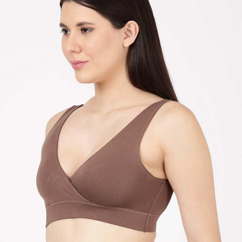 Blossom Leisure Bra Soft Bamboo Modal Criss Cross Nursing Bra, Slip On Bra