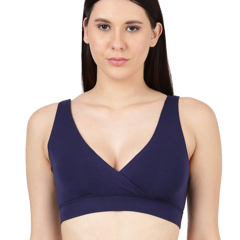 Blossom Leisure Bra Soft Bamboo Modal Criss Cross Nursing Bra, Slip On Bra