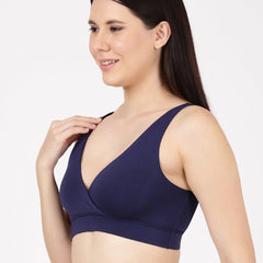 Blossom Leisure Bra Soft Bamboo Modal Criss Cross Nursing Bra, Slip On Bra