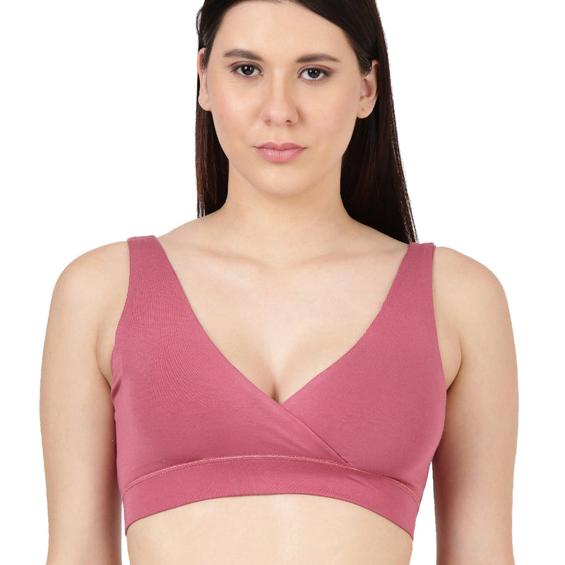 Blossom Leisure Bra Soft Bamboo Modal Criss Cross Nursing Bra, Slip On Bra