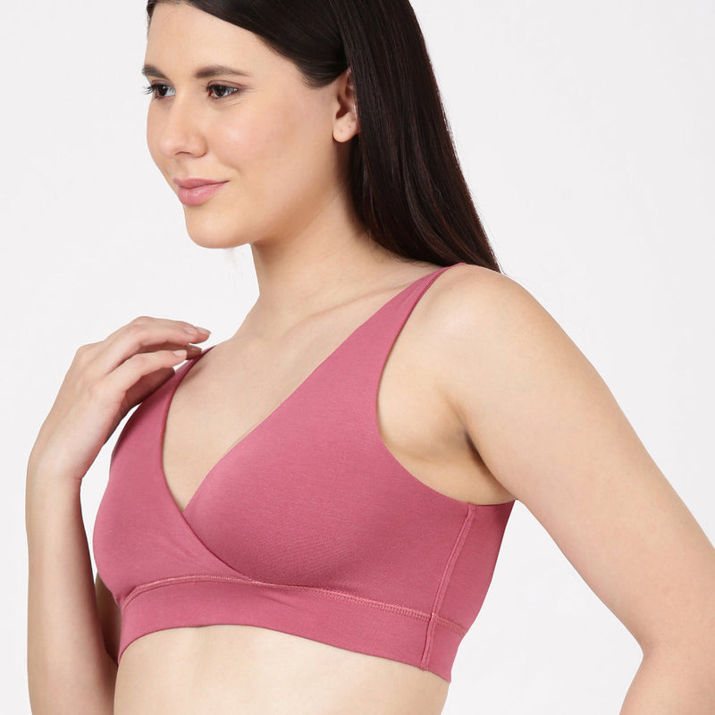 Blossom Leisure Bra Soft Bamboo Modal Criss Cross Nursing Bra, Slip On Bra