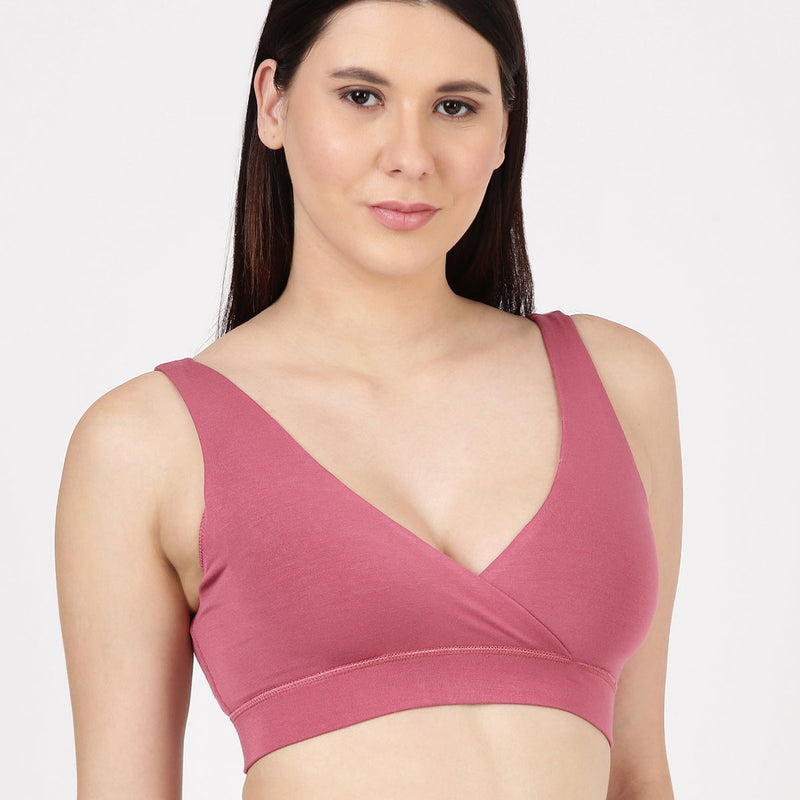 Blossom Leisure Bra Soft Bamboo Modal Criss Cross Nursing Bra, Slip On Bra
