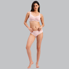 SOIE Woman - Full Coverage Non Wired Non Padded Bra with High Waist Full Coverage Lace Brief - -for Women
