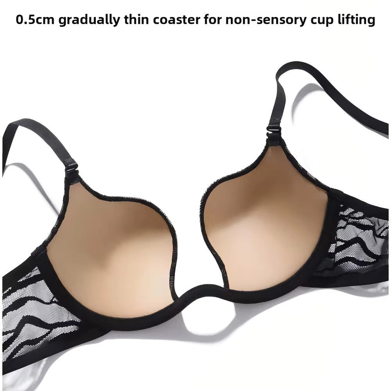 Brachy Women Lightly Padded Underwired Self Design Plunge Lace Lingerie Set