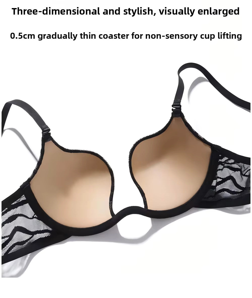 Brachy Women Lightly Padded Underwired Self Design Plunge Lace Lingerie Set