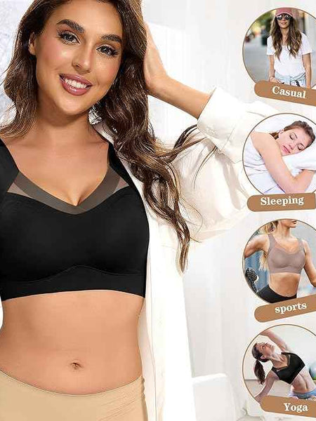 Women Wirefree Comfortable Padded Lift Push Up Thin Soft Sexy Back Smoothing Everyday Pullover Bras