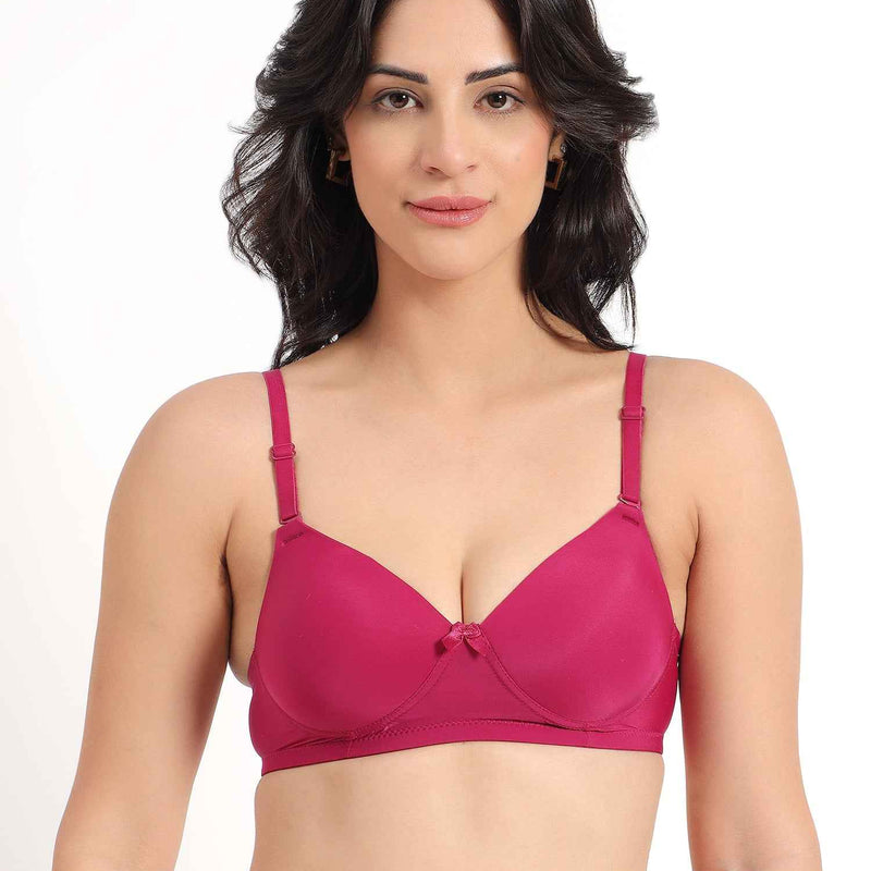Women Magenta Plus Size Padded Comfortable High Support Big-Cup Bra