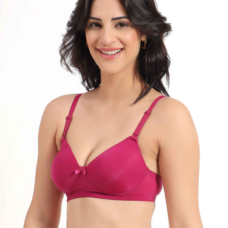 Women Magenta Plus Size Padded Comfortable High Support Big-Cup Bra