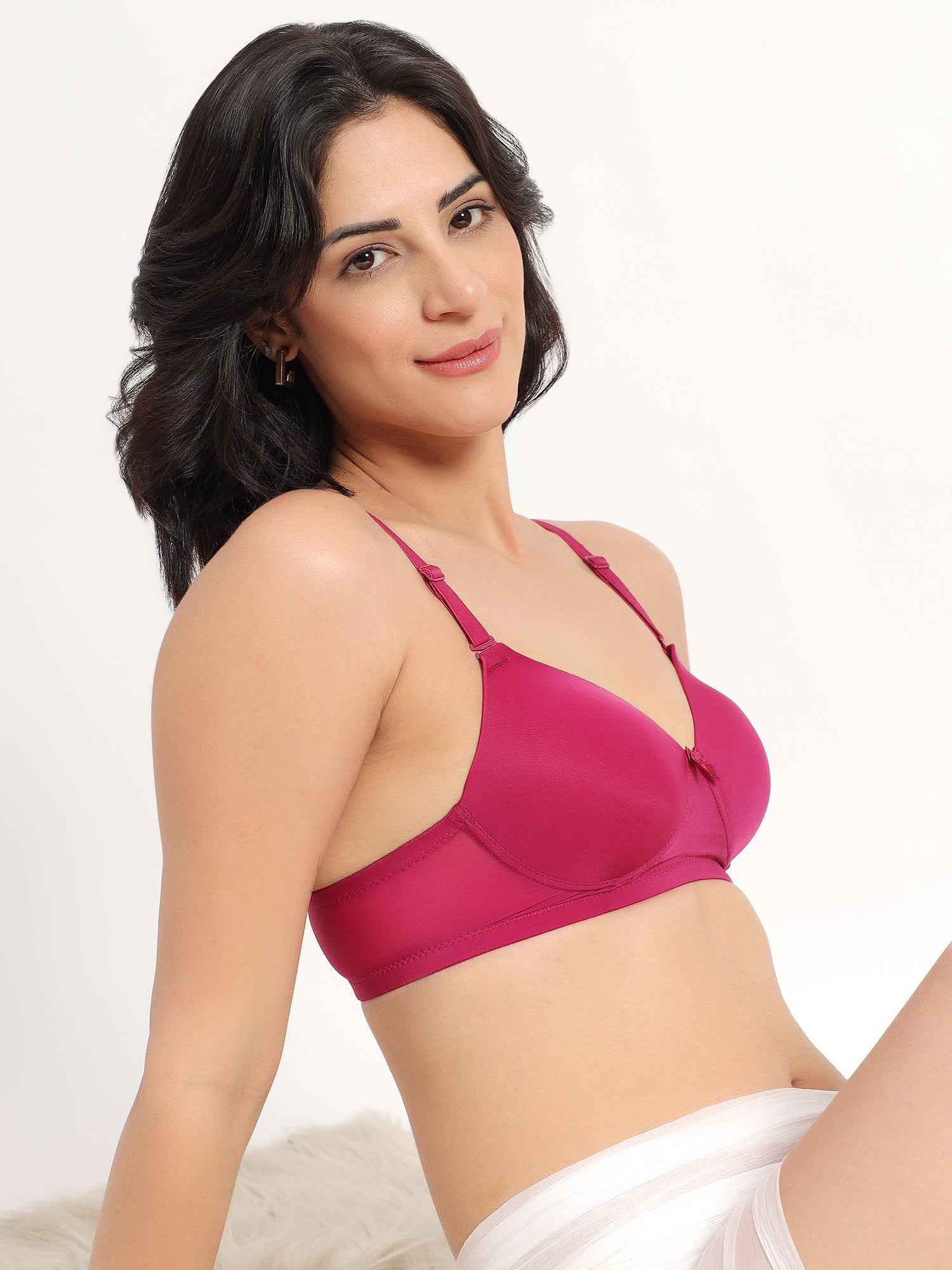 Women Magenta Plus Size Padded Comfortable High Support Big-Cup Bra