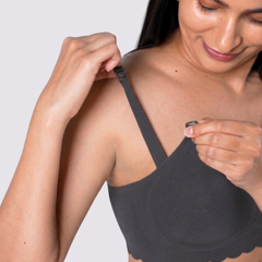MamaEase Seamless Wirefree Padded Nursing Bra Carbon