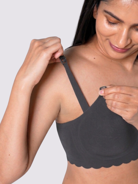 MamaEase Seamless Wirefree Padded Nursing Bra Carbon