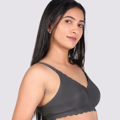 MamaEase Seamless Wirefree Padded Nursing Bra Carbon