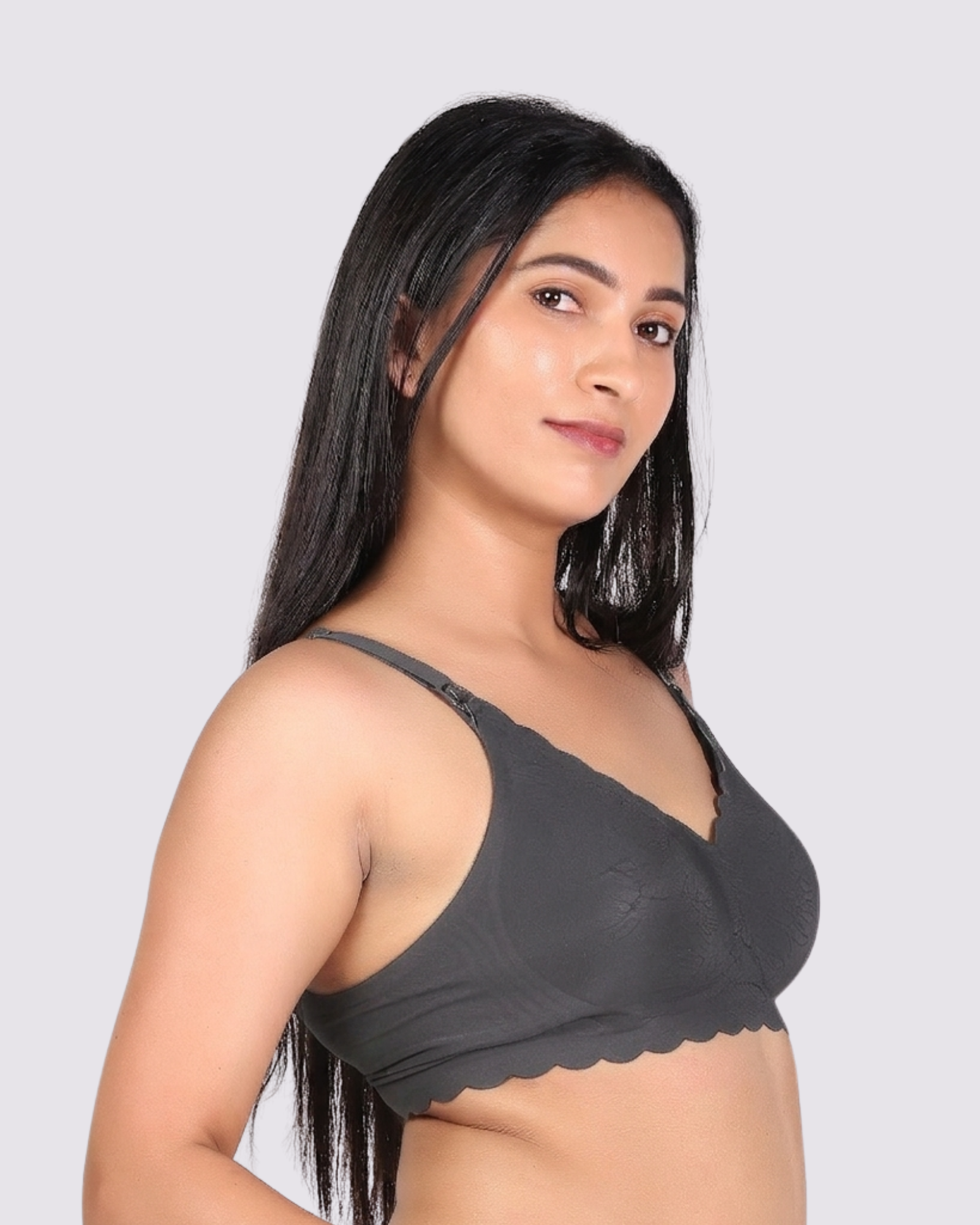 MamaEase Seamless Wirefree Padded Nursing Bra Carbon