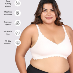 MamaEase Seamless Wirefree Padded Nursing Bra Beige