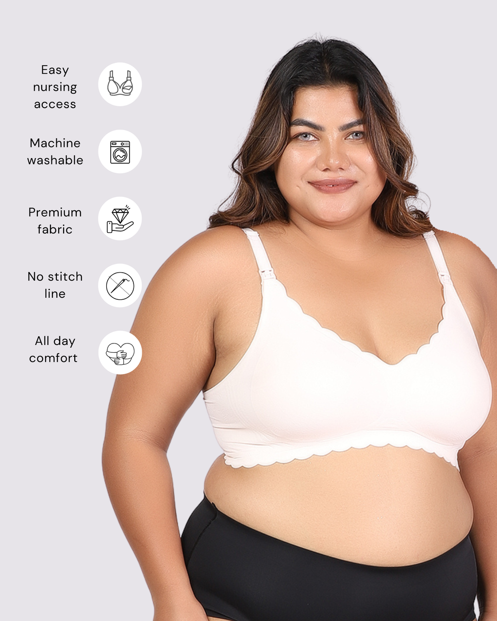 MamaEase Seamless Wirefree Padded Nursing Bra Beige