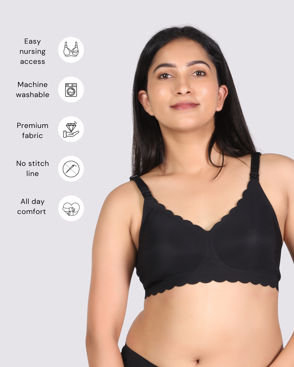 MamaEase Seamless Wirefree Padded Nursing Bra Beige