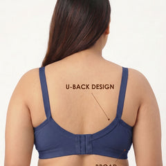 Blossom Max Support Bra - Woven Cotton Plus Size Cross Over Bra with Wide Straps & Bottom Bands for Extra Support