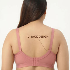Blossom Max Support Bra - Woven Cotton Plus Size Cross Over Bra with Wide Straps & Bottom Bands for Extra Support