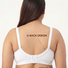 Blossom Max Support Bra - Woven Cotton Plus Size Cross Over Bra with Wide Straps & Bottom Bands for Extra Support