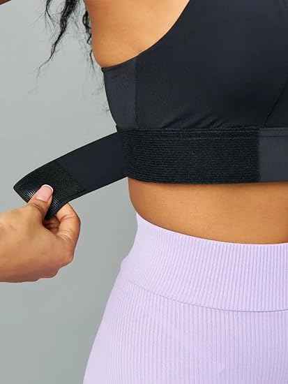 Women High Impact Front Zip Full Coverage Belt Sports Bra