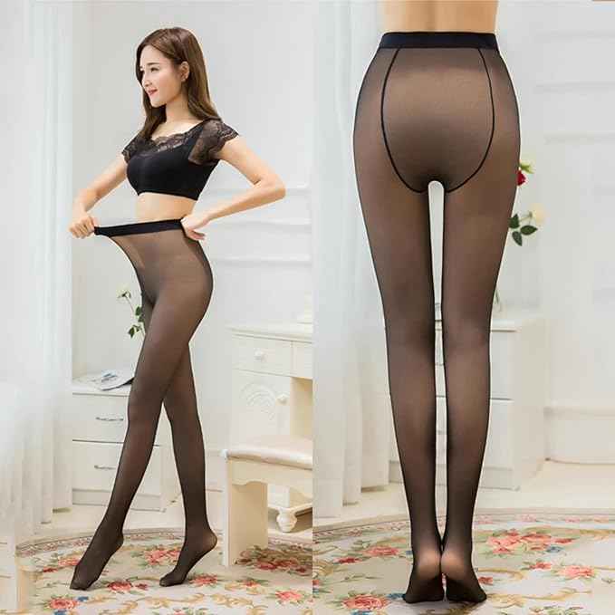 Women's Soft Touch Woolen Skinny Thicken Fake Translucent Tights Fleece Stockings