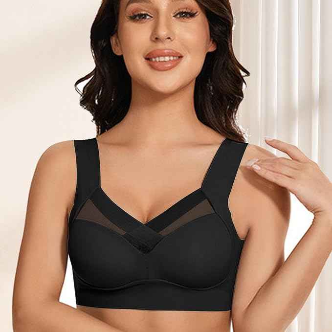Women Wirefree Comfortable Padded Lift Push Up Thin Soft Sexy Back Smoothing Everyday Pullover Bras