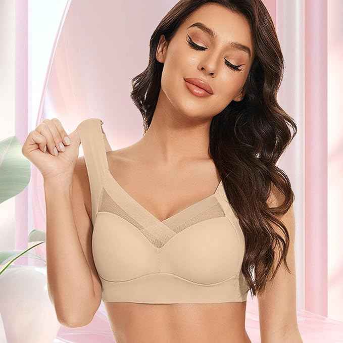 Women Wirefree Comfortable Padded Lift Push Up Thin Soft Sexy Back Smoothing Everyday Pullover Bras