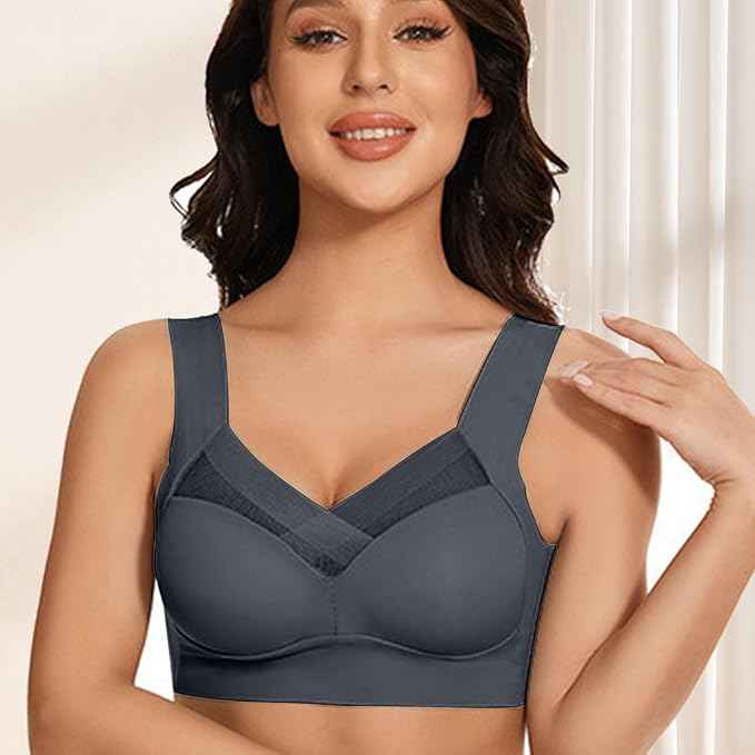 Women Wirefree Comfortable Padded Lift Push Up Thin Soft Sexy Back Smoothing Everyday Pullover Bras