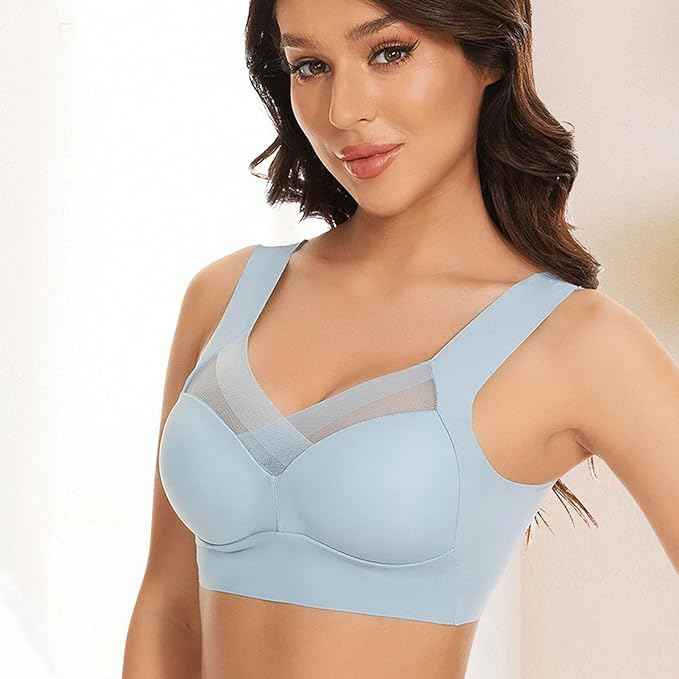 Women Wirefree Comfortable Padded Lift Push Up Thin Soft Sexy Back Smoothing Everyday Pullover Bras