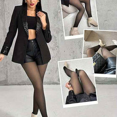 Women Plus Size Ultimate Warm Thermal Wear, Soft Touch Woolen Skinny Thicken Fake Translucent Tights Fleece Leggings