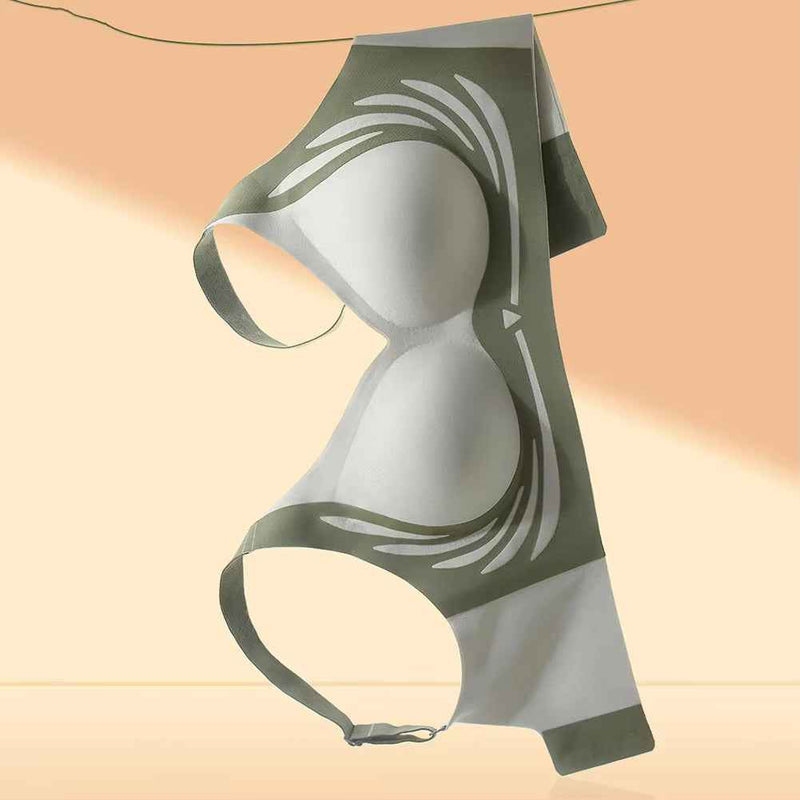Plus Size Green Padded Light Support Wireless Bra, Seamless Soft Bralette, for Sleep, Yoga and Everyday