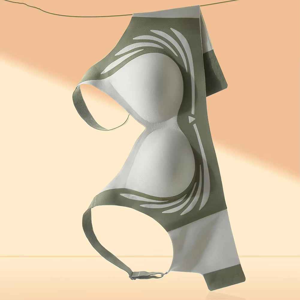 Plus Size Green Padded Light Support Wireless Bra, Seamless Soft Bralette, for Sleep, Yoga and Everyday