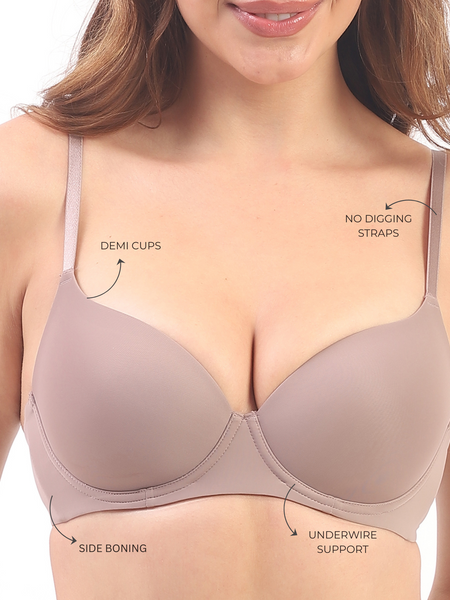 Nina – Padded Underwired T-shirt Bra in Mauve