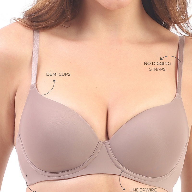 Nina – Padded Underwired T-shirt Bra in Mauve