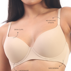 Nina- Padded Underwired T-shirt Bra in Beige