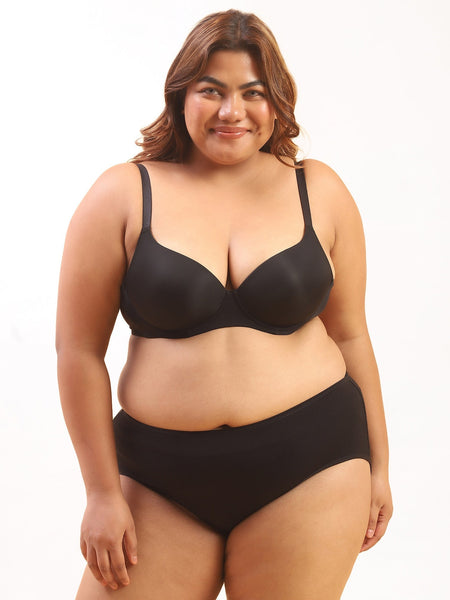 Nina – Padded Underwired T-shirt Bra in Black