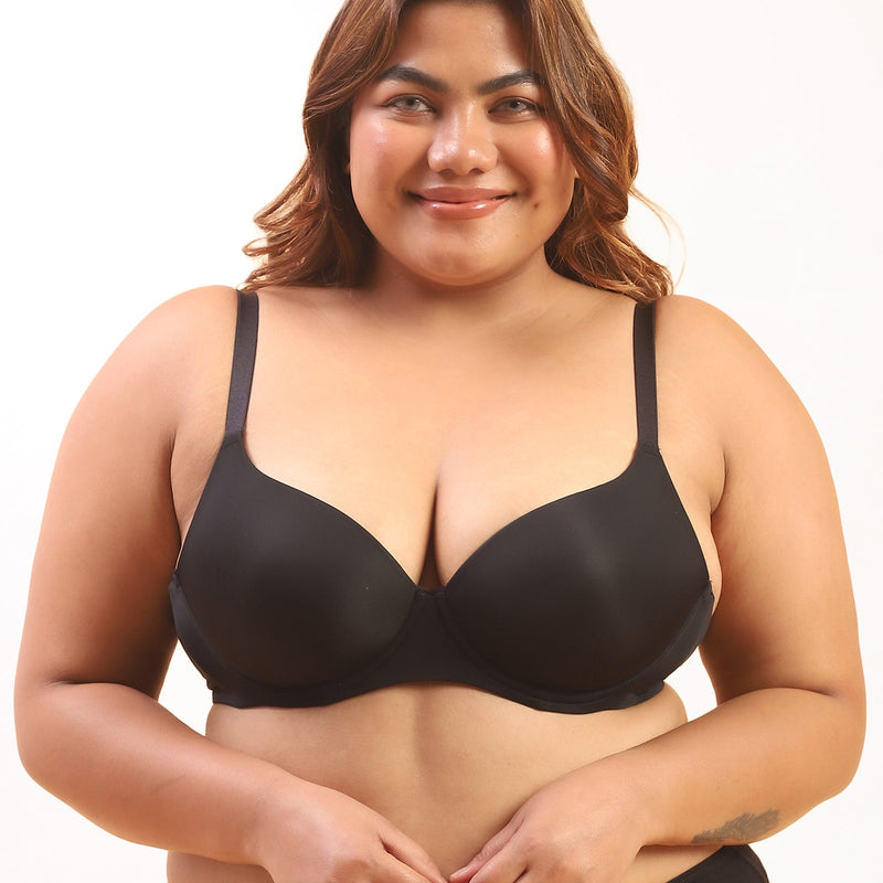 Nina – Padded Underwired T-shirt Bra in Black