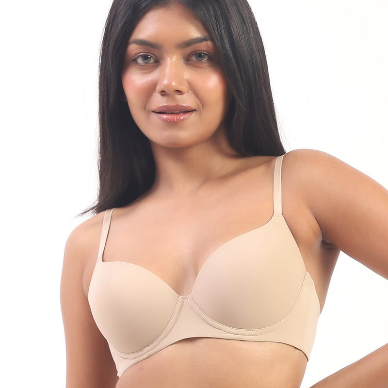 Nina- Padded Underwired T-shirt Bra in Beige
