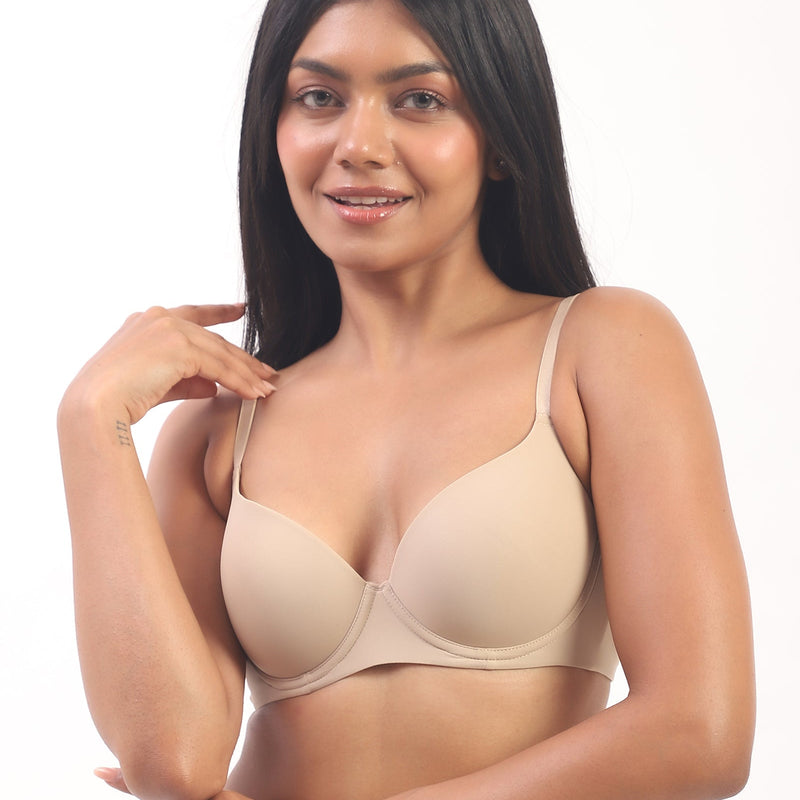 Nina- Padded Underwired T-shirt Bra in Beige